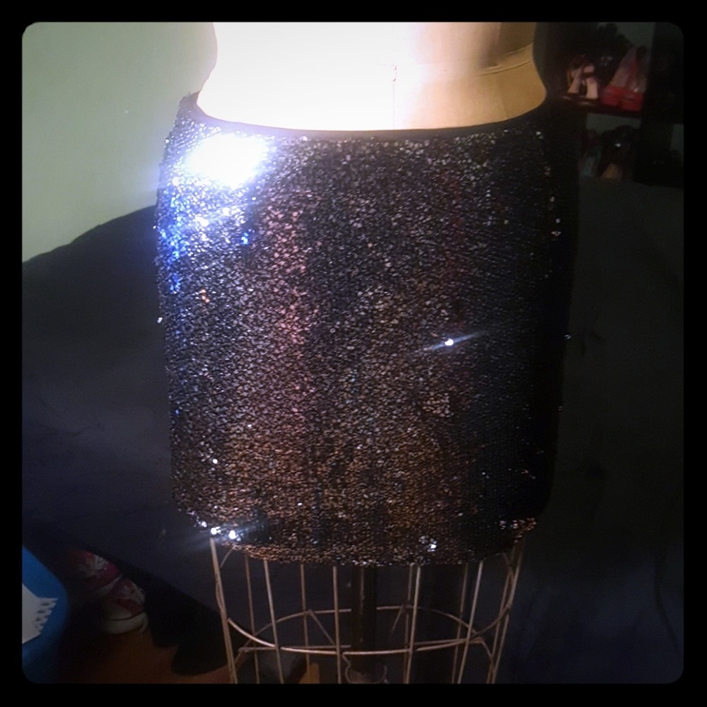 Forever 21 Black Sequin Skirt Small